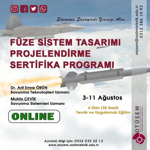 Füze Sistem Tasarımı Projelendirme Sertifika Programı